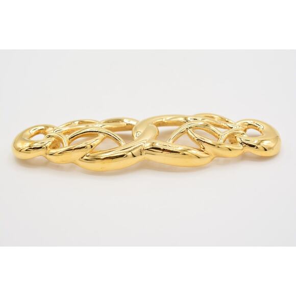 Givenchy Vintage Pin Brooch Weaved Bar Gold Large Chunky Runway Signed 80s Bin5A - Picture 9 of 12